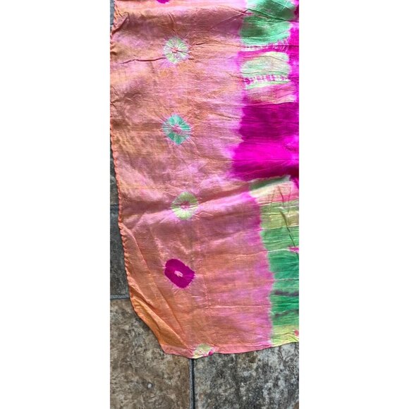 Vtg 1970's Traditional Bhandini Tie and Dye Artistic Silk Scarf Shawl Wrap 100% - Picture 5 of 10